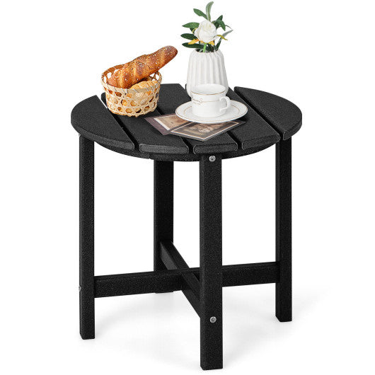 18 Inch Round Weather-Resistant Adirondack Side Table-Black