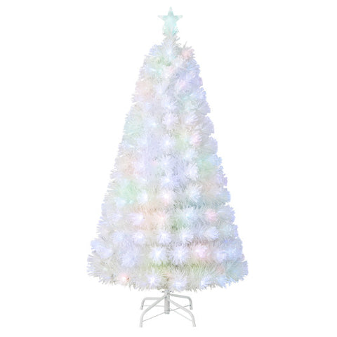 5/6/7 Feet Pre-Lit Fiber Optic White Snow-Flocked Artificial Christmas Tree-5 ft