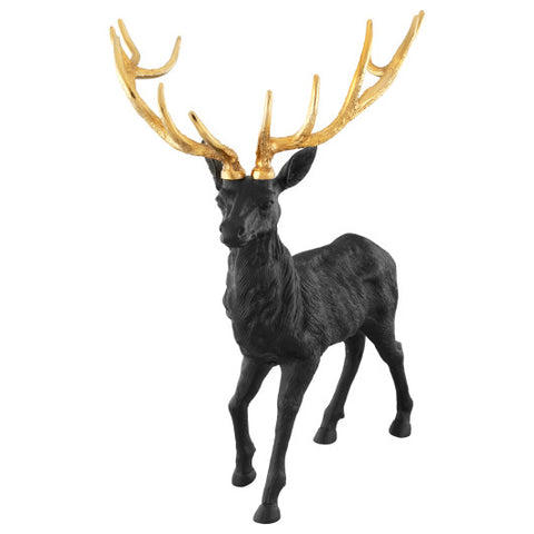 Standing Reindeer Statue Aluminum Deer Sculpture for Indoors Christmas Decor-Black