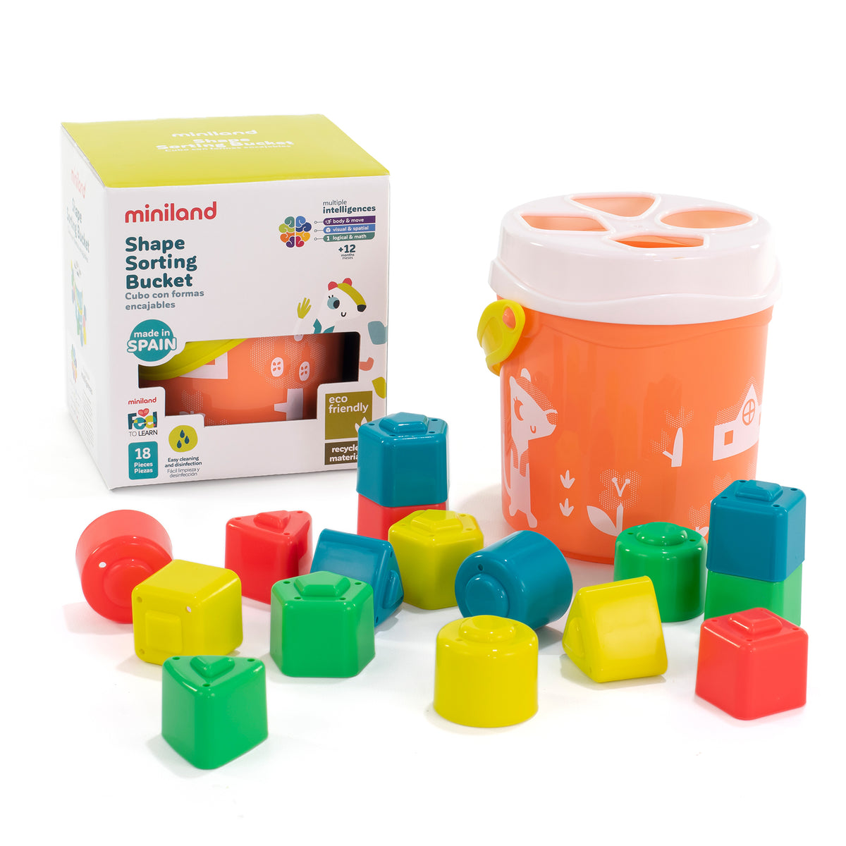 Feel to Learn: Shape Sorting Bucket, Salmon