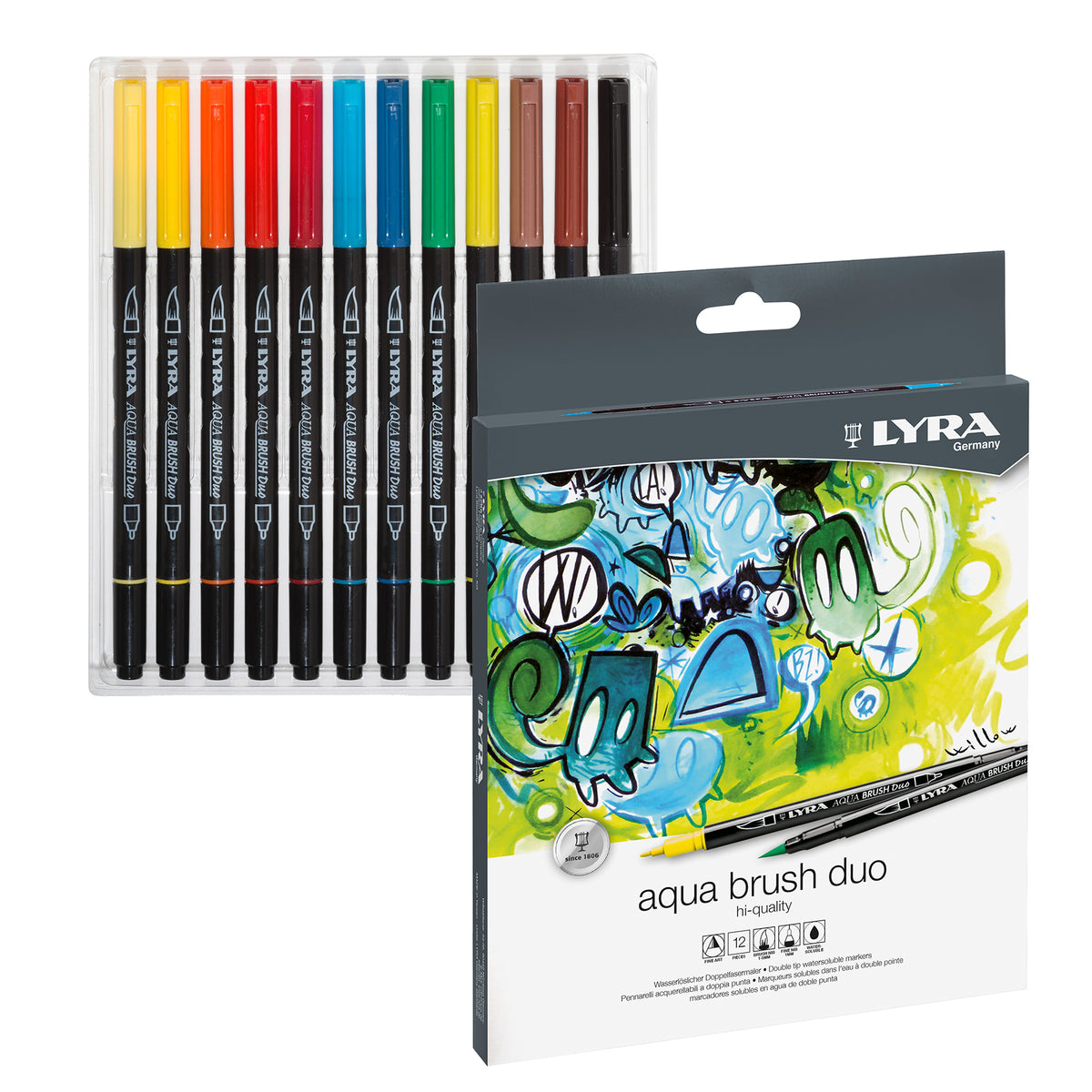 Aqua Brush Duo Art Markers, 12 Colors