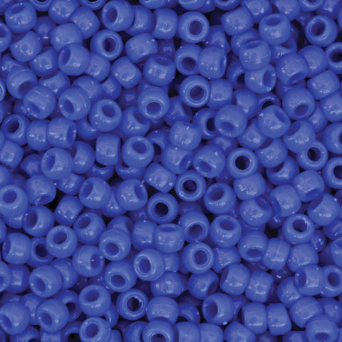 Pony Beads, Blue, 6 mm x 9 mm, 1000 Per Pack, 3 Packs