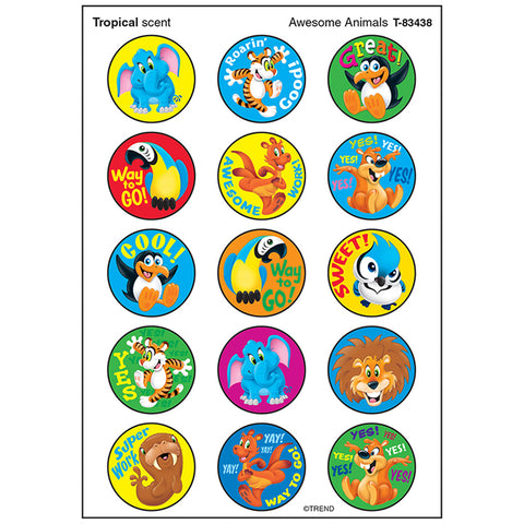 Awesome Animals/Tropical Stinky Stickers®, 60 Per Pack, 6 Packs