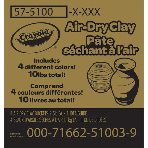 Air Dry Clay, 2.5lb Buckets, Assorted, Pack of 4