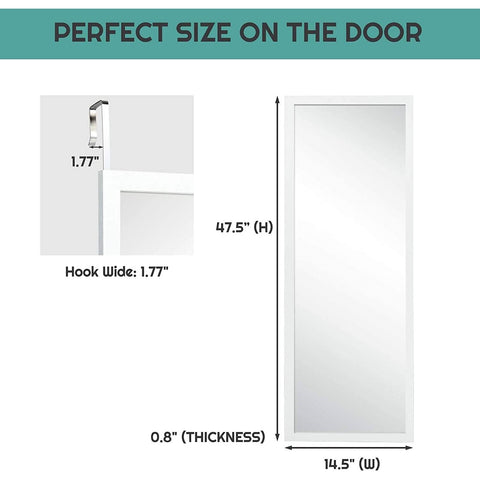 White Full Length Bedroom Mirror with Over the Door or Wall Mounted Design