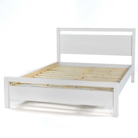 Queen Size FarmHouse Traditional Rustic White Platform Bed