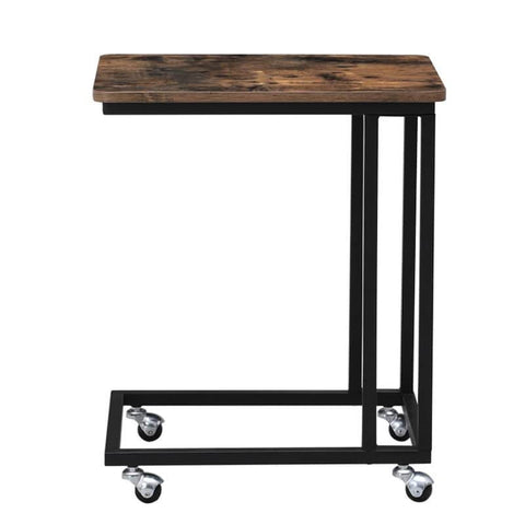 Modern Industrial Side Table Nightstand TV Tray on Wheels