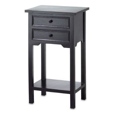 Set of 2 Nightstand Side Tables / End Table in Black Finish Pine Wood