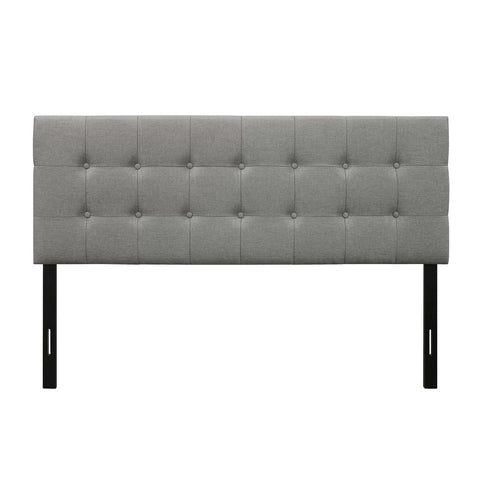 Queen Modern Classic Style Button-Tufted Headboard in Grey Upholstered Fabric