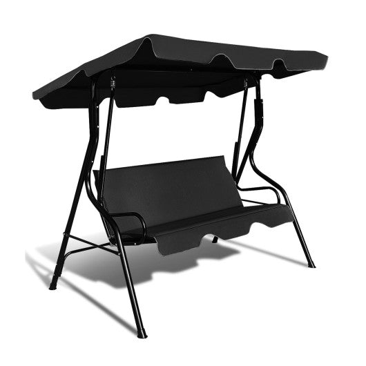 Costway 3 Seats Patio Canopy Swing Black