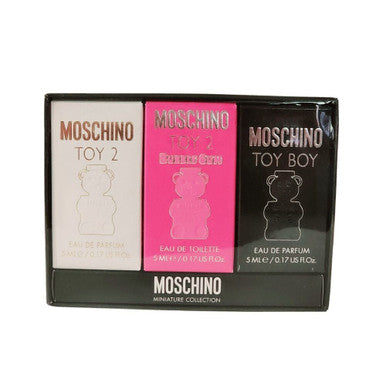 MOSCHINO 3 PCS TOY MINI SET: TOY BOY 5 ML EAU DE PARFUM + TOY 2 BUBBLE GUM 5 ML EAU DE TOILETTE + TOY 2 5 ML EAU DE PARFUM