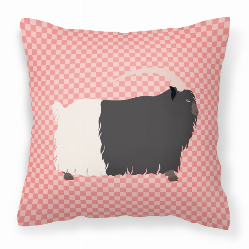 Welsh Black-Necked Goat Pink Check Fabric Decorative Pillow