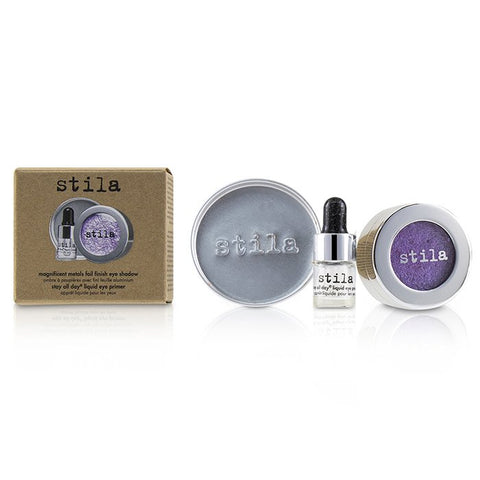 Magnificent Metals Foil Finish Eye Shadow With Mini Stay All Day Liquid Eye Primer - Metallic Cobalt - 2pcs