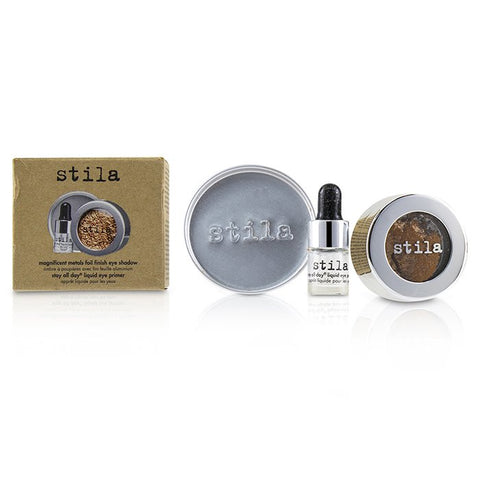 Magnificent Metals Foil Finish Eye Shadow With Mini Stay All Day Liquid Eye Primer - Metallic Cobalt - 2pcs