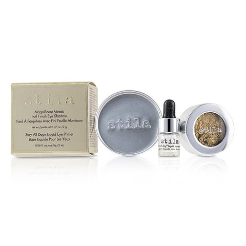 Magnificent Metals Foil Finish Eye Shadow With Mini Stay All Day Liquid Eye Primer - Metallic Cobalt - 2pcs