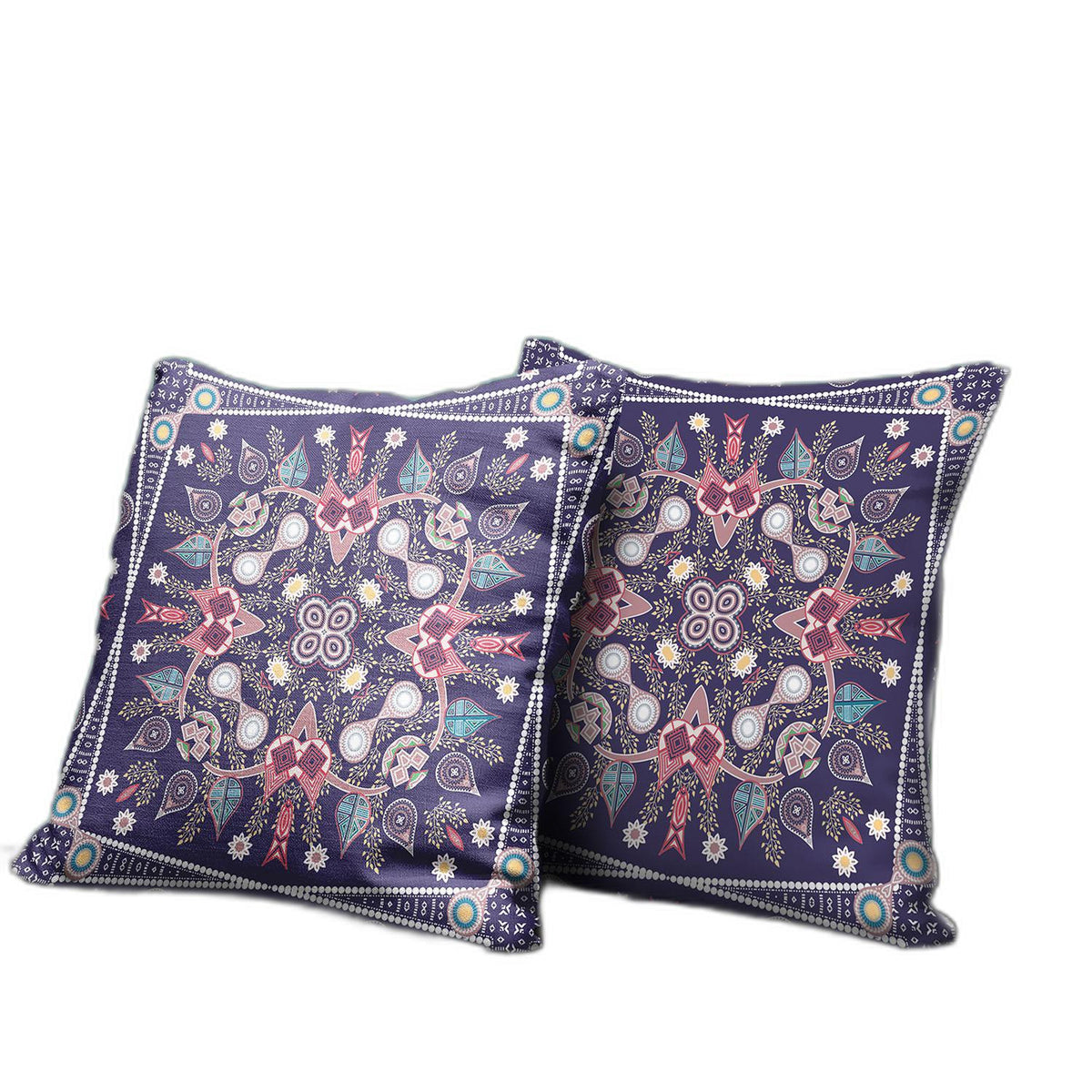 28" x 28" Purple Blown Seam Paisley Indoor Outdoor Throw Pillow