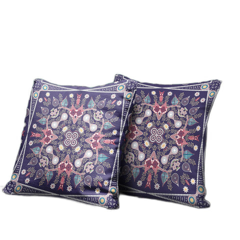 28" x 28" Purple Blown Seam Paisley Indoor Outdoor Throw Pillow