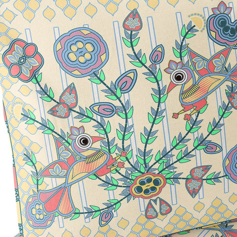 Set of Two 16" X 16" Blue and Yellow Peacock Blown Seam Floral Indoor Outdoor Throw Pillow