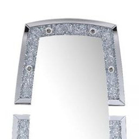 63" Mirrored & Faux Diamonds Lighted Irregular Accent Mirror