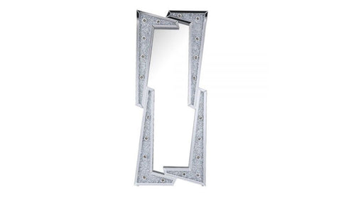 63" Mirrored & Faux Diamonds Lighted Irregular Accent Mirror