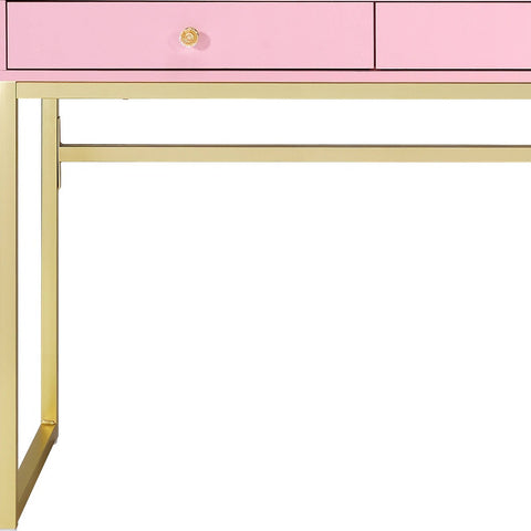 42" Pink Mirrored Two Drawer Dresser