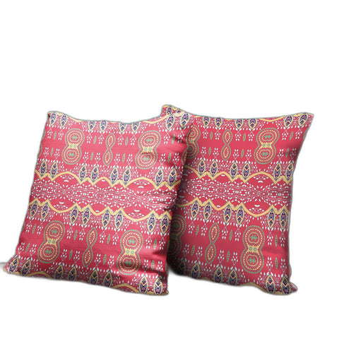 16" x 16" Red Blown Seam Paisley Indoor Outdoor Throw Pillow