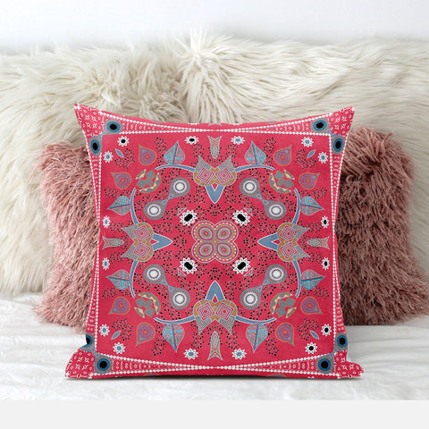 20" x 20" Red Blown Seam Paisley Indoor Outdoor Throw Pillow