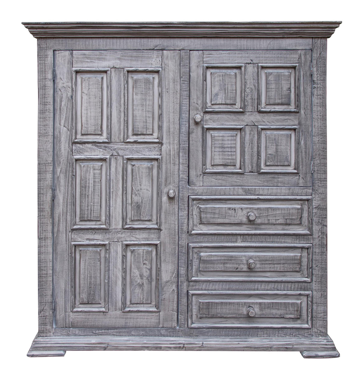 55" Gray Solid Wood Three Drawer Gentlemans Chest