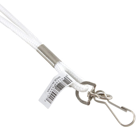 Standard Lanyard Hook Rope Style, White, Pack of 24