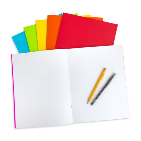 Bright Blank Books, 24 Pages, Assorted Colors, 8.5" x 11", Pack of 6