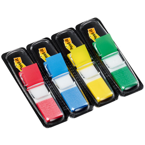 Flags, Assorted Primary Colors, .47 in. Wide, 35 Flags/Dispenser, 4 Dispensers/Pack, 3 Packs