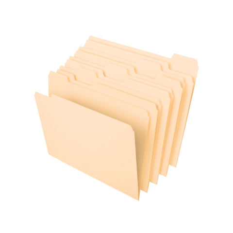 File Folders, Letter Size, Manila, 1/2 Cut, Box of 100