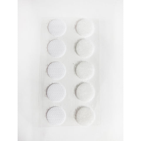 Self-Sticking Hook 'N Loop Dots 5/8", White, 10 Sets Per Pack, 12 Packs