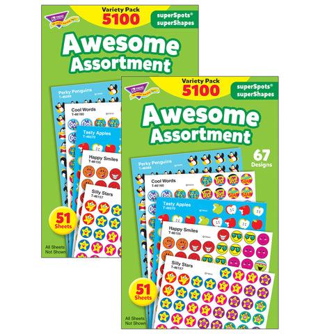 Awesome Assortment superSpots®/superShapes Variety Pack, 5100 Per Pack, 2 Packs