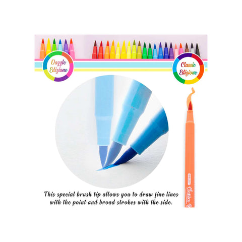 Washable Brush Markers, 12 Colors, 12 Per Pack, 3 Packs