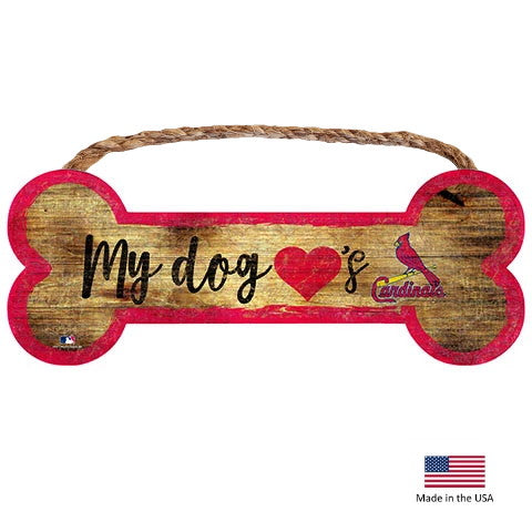 St. Louis Cardinals Distressed Dog Bone Wooden Sign