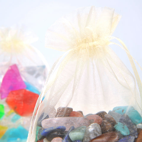 Mini Sheer Drawstring Transparent Bags (100 Bags Per Pack)