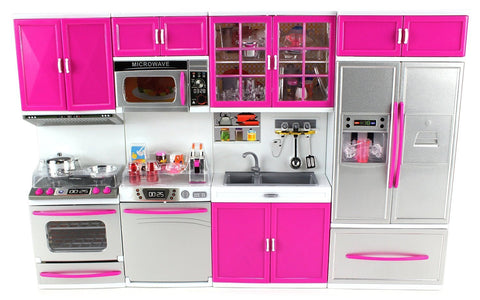 My Modern Kitchen 32 Full Deluxe Kit Battery Operated Kitchen Playset: Refrigerator, Stove, Sink, Microwave