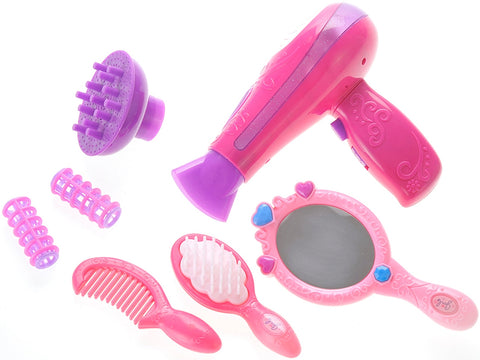 Beauty Salon Fashion Play Set With Hairdryer, Mirror, And Accessories