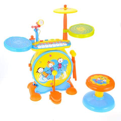 Keyboard & Drum Set with Children&rsquo;s Musical Instruments (Yellow)