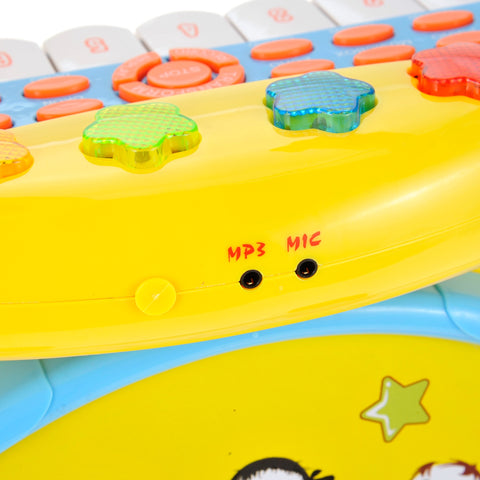 Keyboard & Drum Set with Children&rsquo;s Musical Instruments (Yellow)