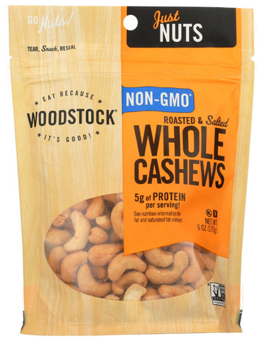 Woodstock R/S Lrg Whole Cashews (8x6OZ )