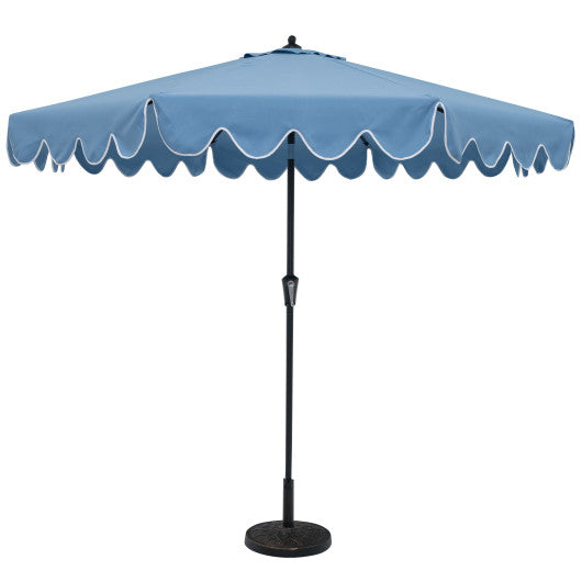 9 Feet Patio Umbrella with Crank Handle and Push Button Tilt-Navy