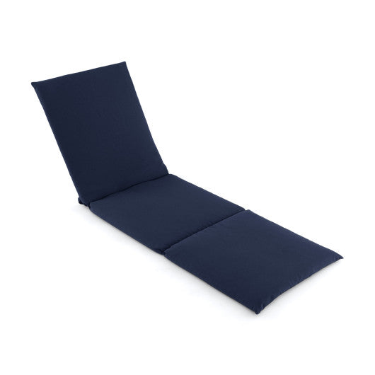 Outdoor Chaise Lounge Cushion Patio Furniture Folding Pad with Fixing Straps-Navy