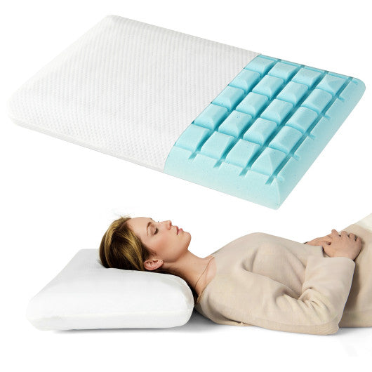 Set of 2 Gel Memory Foam Pillow 3D Cutting Air Flow Cooling Pillows with Pillowcase