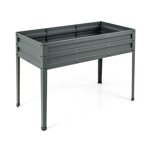 Galvanized Raised Garden Bed Elevated Planter Box with Legs and Drainage Hole-Gray