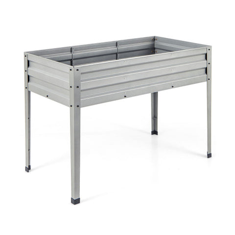 Galvanized Raised Garden Bed Elevated Planter Box with Legs and Drainage Hole-Silver