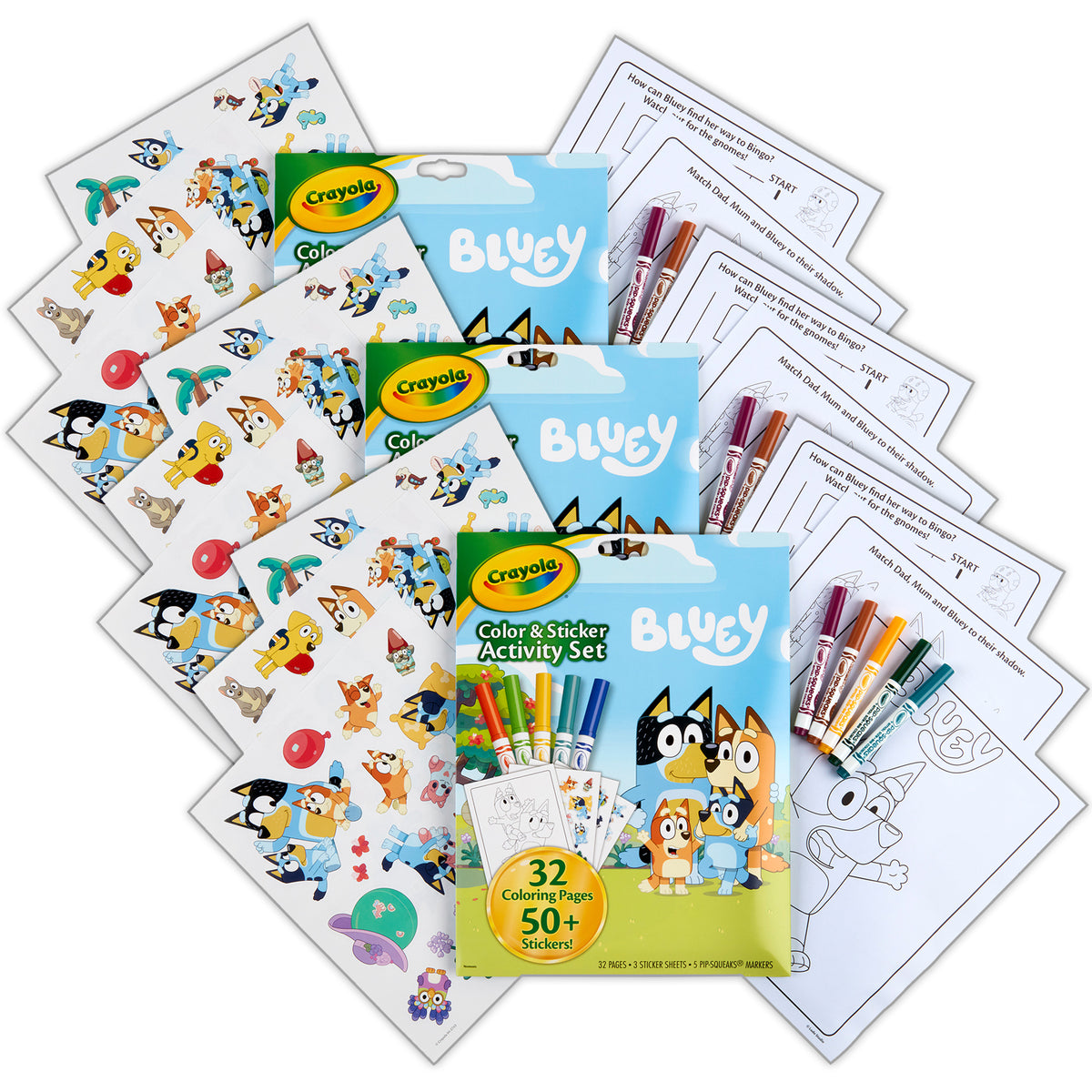 Color & Sticker Activity Set, Bluey, 3 Sets