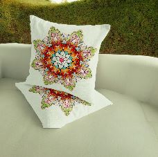 Set of Two 18" Orange Abstract Indoor Outdoor Throw Pillow Cover and Insert