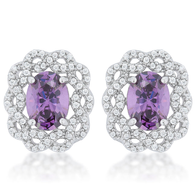 Amethyst Oval Stud Earrings